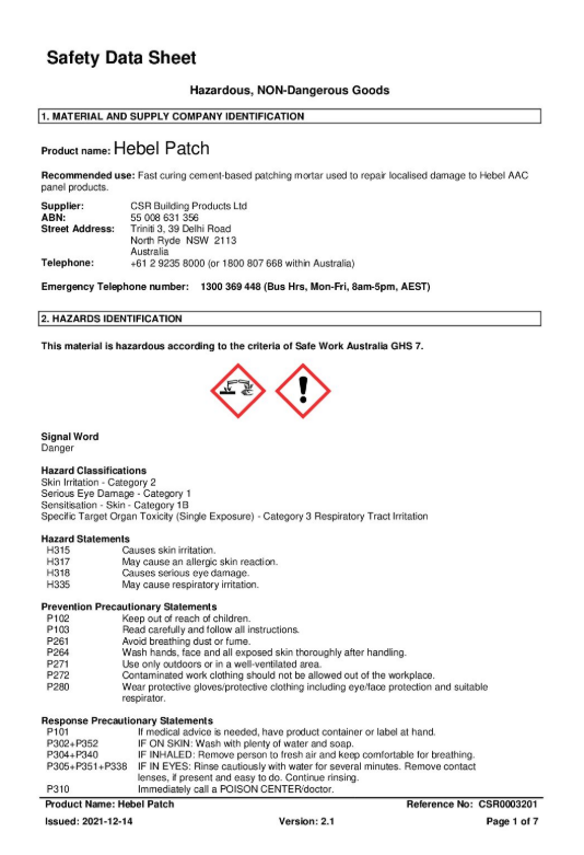SDS Hebel Patch